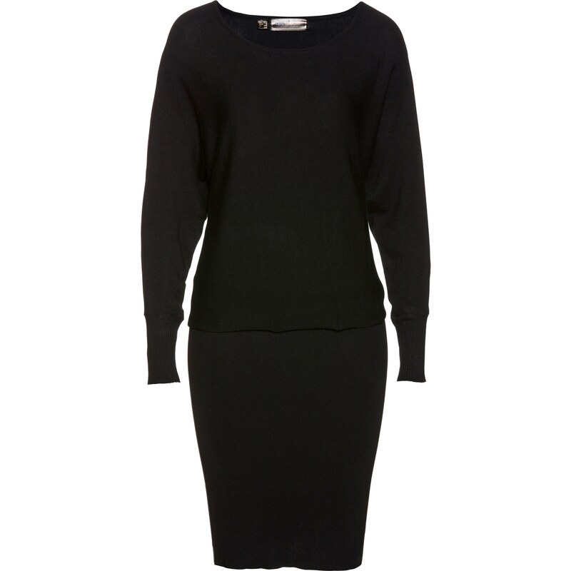 bpc selection Bonprix - robe d'été Robe en maille noir manches 3/4 pour femme