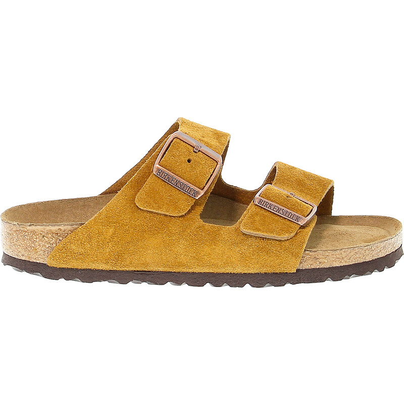 Sandales plates Birkenstock ARIZONA SOFT FOOTBED en chamois ocre