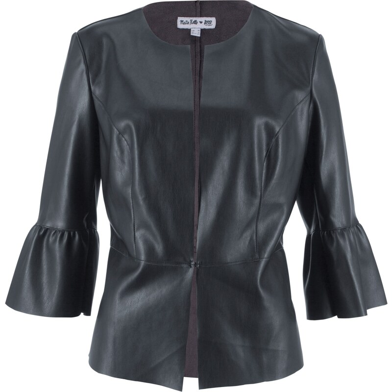 bpc bonprix collection Bonprix - Blazer en synthétique imitation cuir - designed by Maite Kelly noir manches longues pour femme