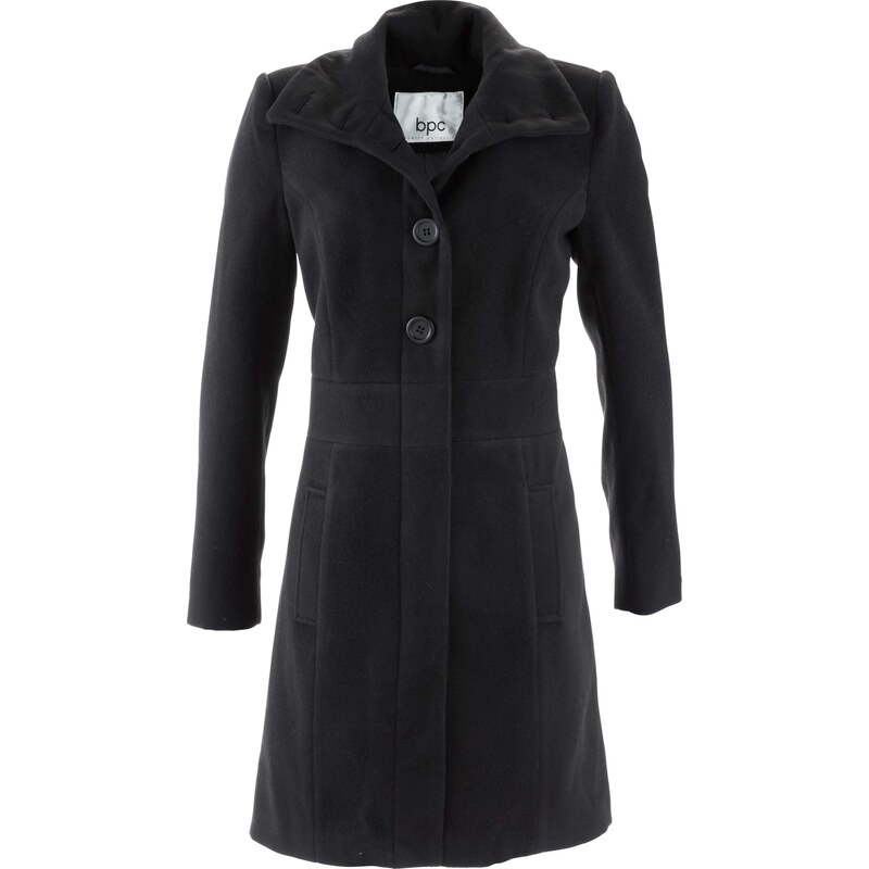 bpc bonprix collection Bonprix - Manteau court en imitation laine noir manches longues pour femme