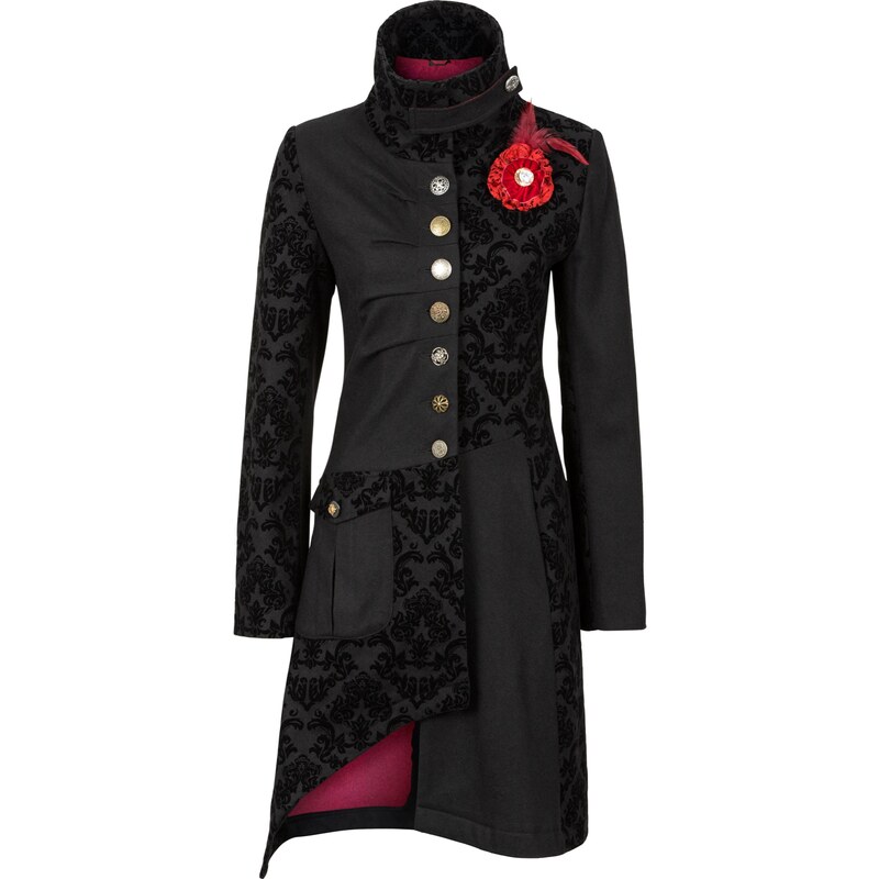 RAINBOW Bonprix - Manteau court noir manches longues pour femme