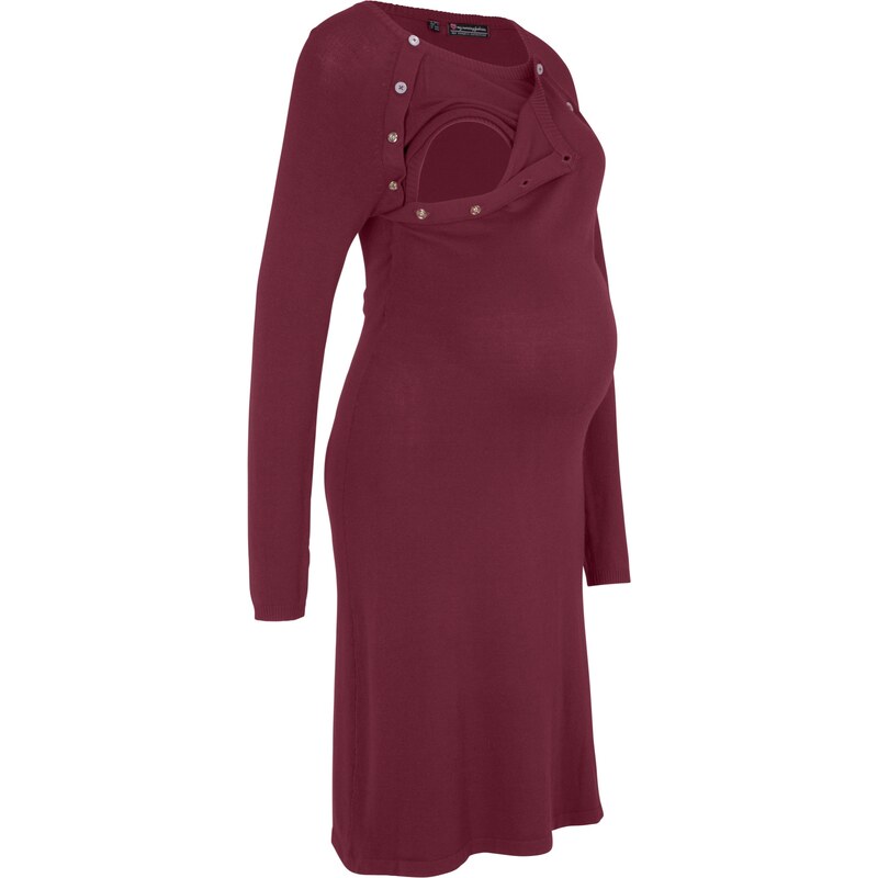 bpc bonprix collection Bonprix - Robe en maille de grossesse et d'allaitement rouge manches longues pour femme