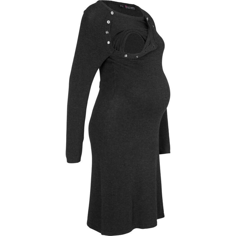 bpc bonprix collection Bonprix - Robe en maille de grossesse et d'allaitement gris manches longues pour femme