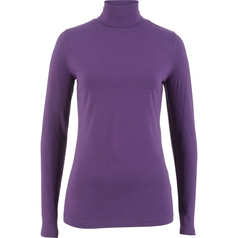 bpc bonprix collection Bonprix - T-shirt col roulé extensible, manches longues violet pour femme