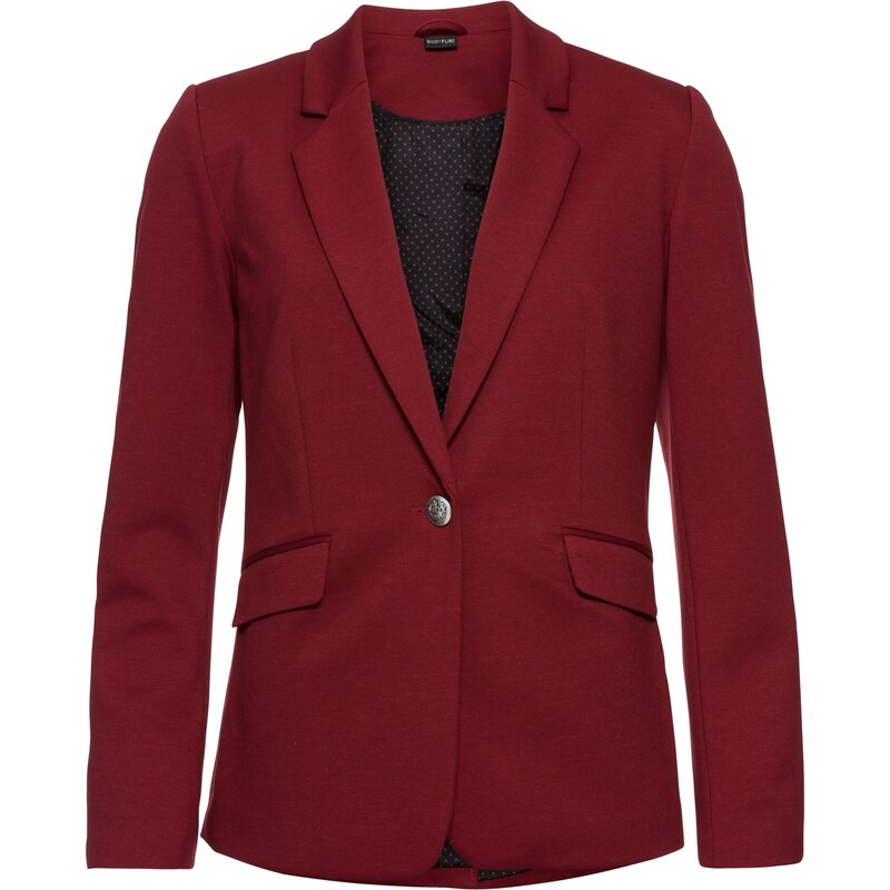 BODYFLIRT Bonprix - Blazer en jersey à doublure à pois rouge manches longues pour femme