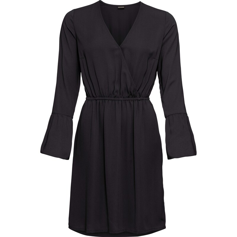 BODYFLIRT Bonprix - robe d'été Robe style cache-cœur noir manches longues pour femme
