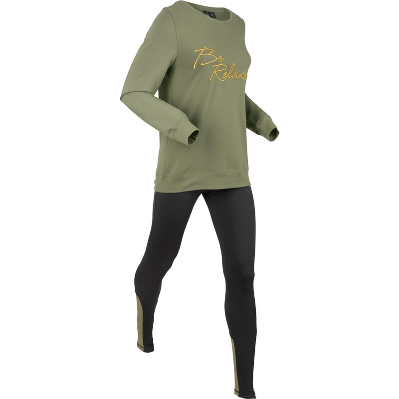 bpc bonprix collection Bonprix - Ensemble sweat-shirt avec legging vert manches longues pour femme