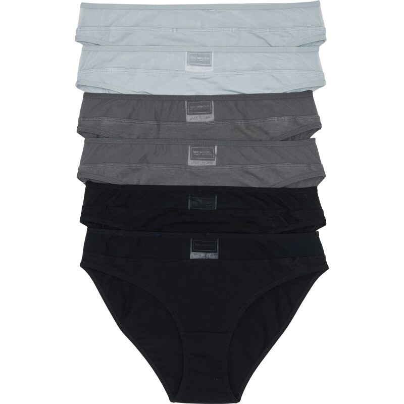 bpc selection Bonprix - Lot de 6 slips à empiècement mesh noir pour femme