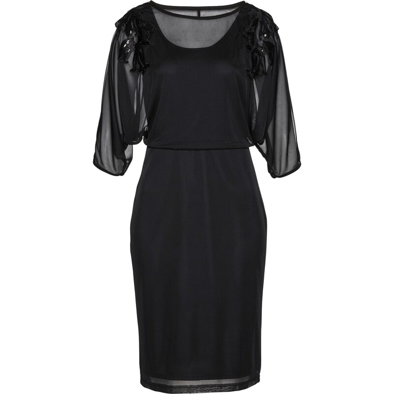 bpc selection premium Bonprix - robe d'été Robe en mesh à paillettes noir mancherons pour femme