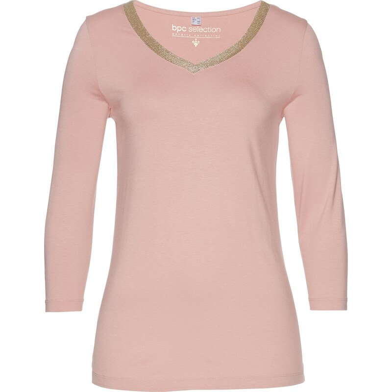 bpc selection Bonprix - T-shirt manches longues à galon doré rose pour femme