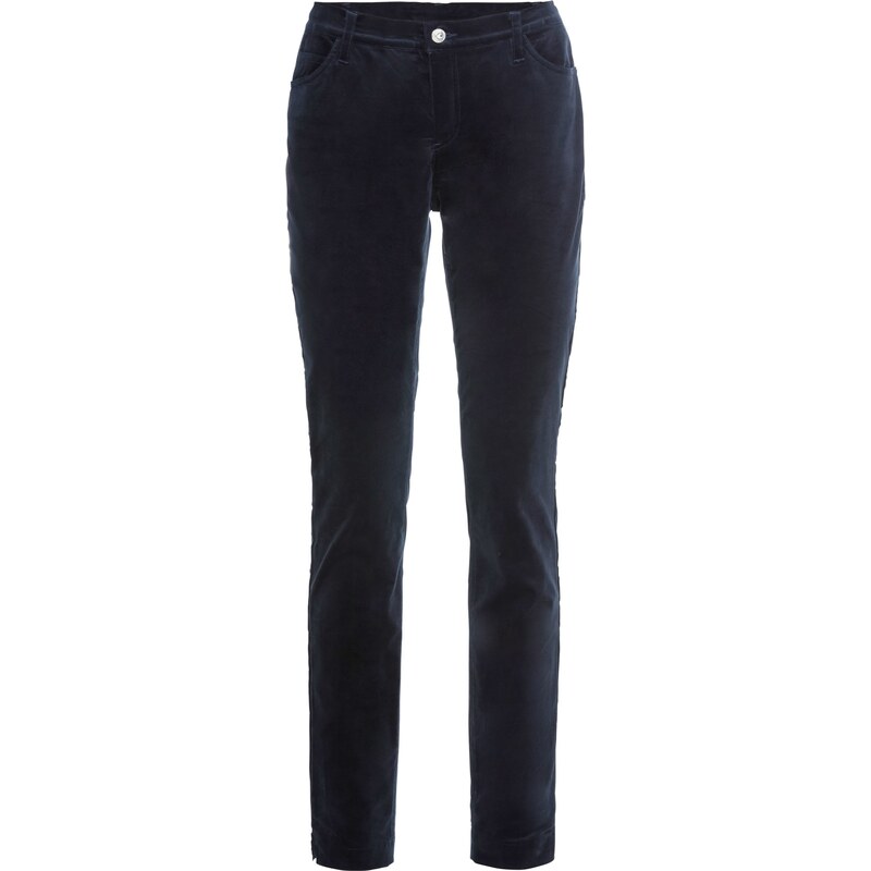 BODYFLIRT Bonprix - Pantalon en velours avec fente bleu pour femme