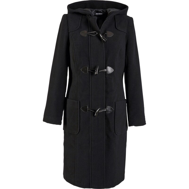 bpc bonprix collection Bonprix - Manteau duffle-coat en laine noir manches longues pour femme