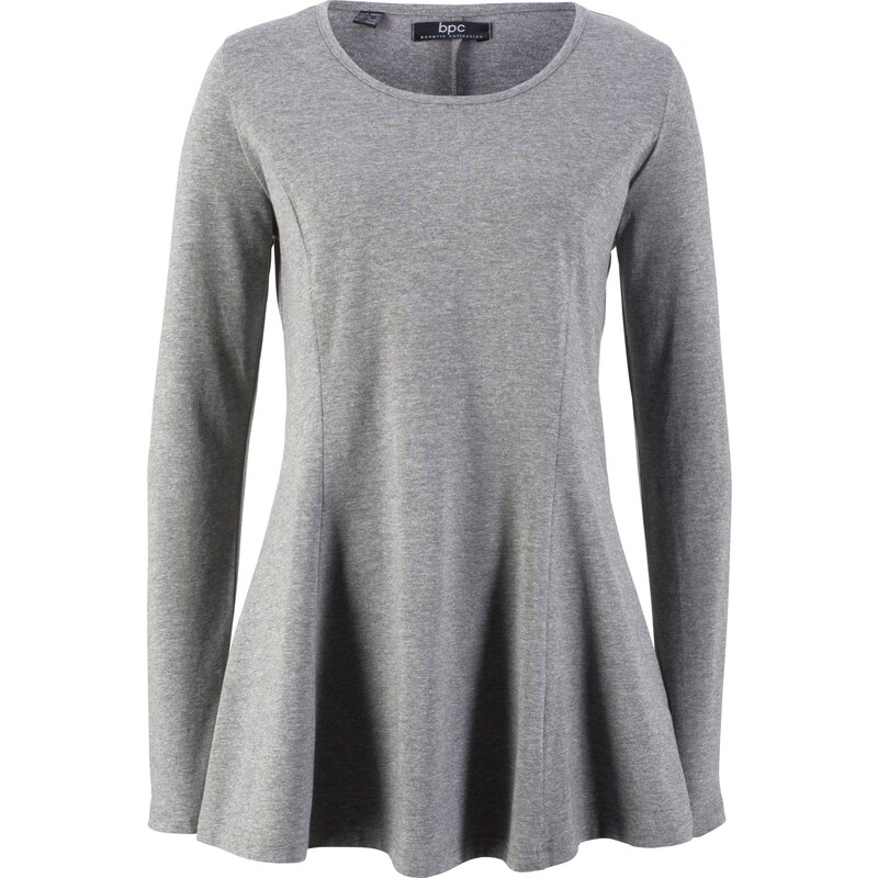 bpc bonprix collection Bonprix - T-shirt à base ample fluide gris manches longues pour femme