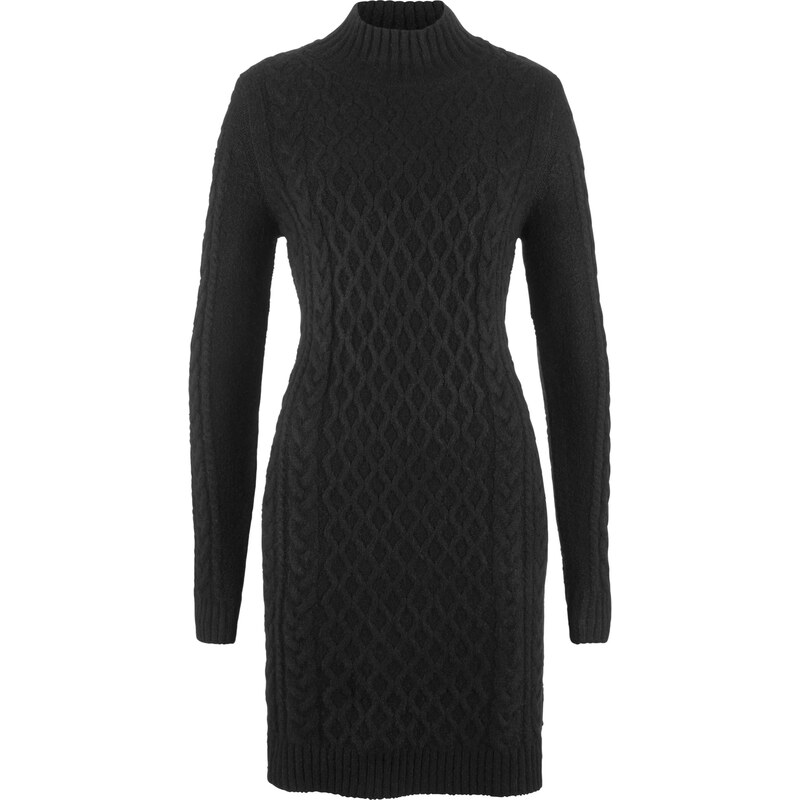 bpc bonprix collection Bonprix - robe d'été Robe en maille noir manches longues pour femme
