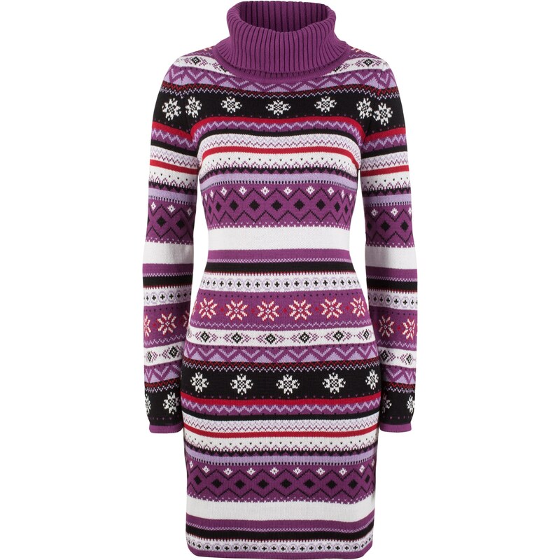 bpc bonprix collection Bonprix - robe d'été Robe en maille jacquard violet manches longues pour femme