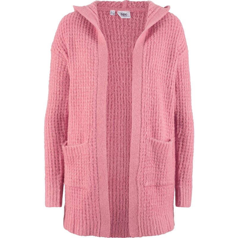 bpc bonprix collection Bonprix - Gilet en maille à capuche rose manches longues pour femme