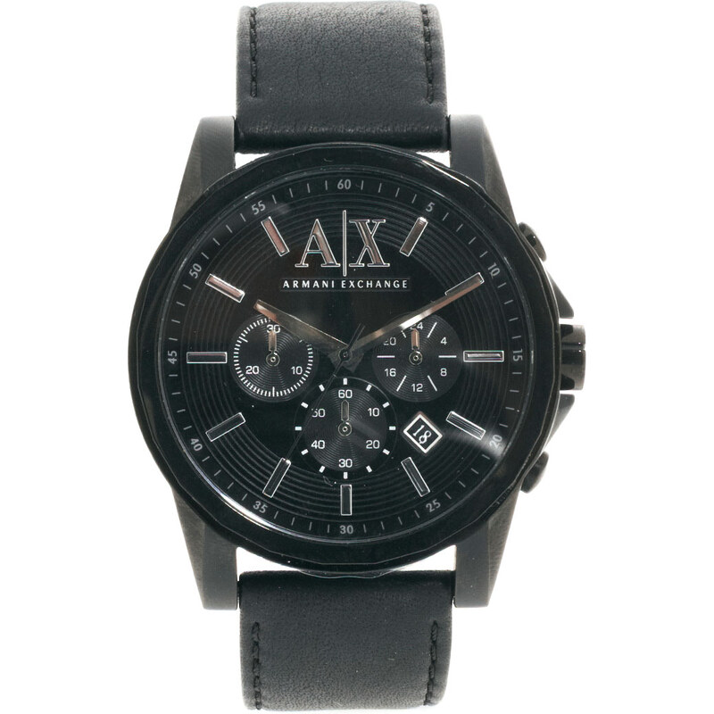 Armani Exchange - AX2098 - Montre chronographe à bracelet en cuir - Noir - Noir