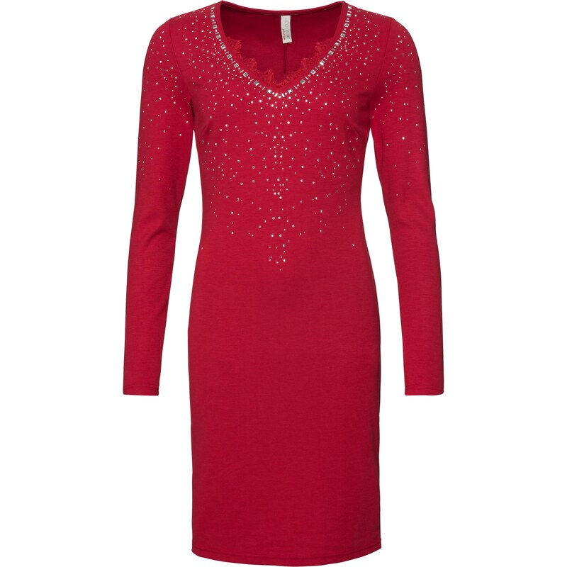BODYFLIRT boutique Bonprix - robe d'été Robe de soirée avec pierres brillantes rouge manches longues pour femme