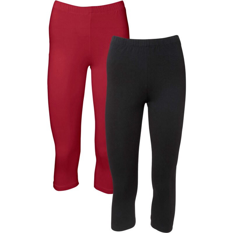 BODYFLIRT Bonprix - Lot de 2 leggings corsaires rouge pour femme