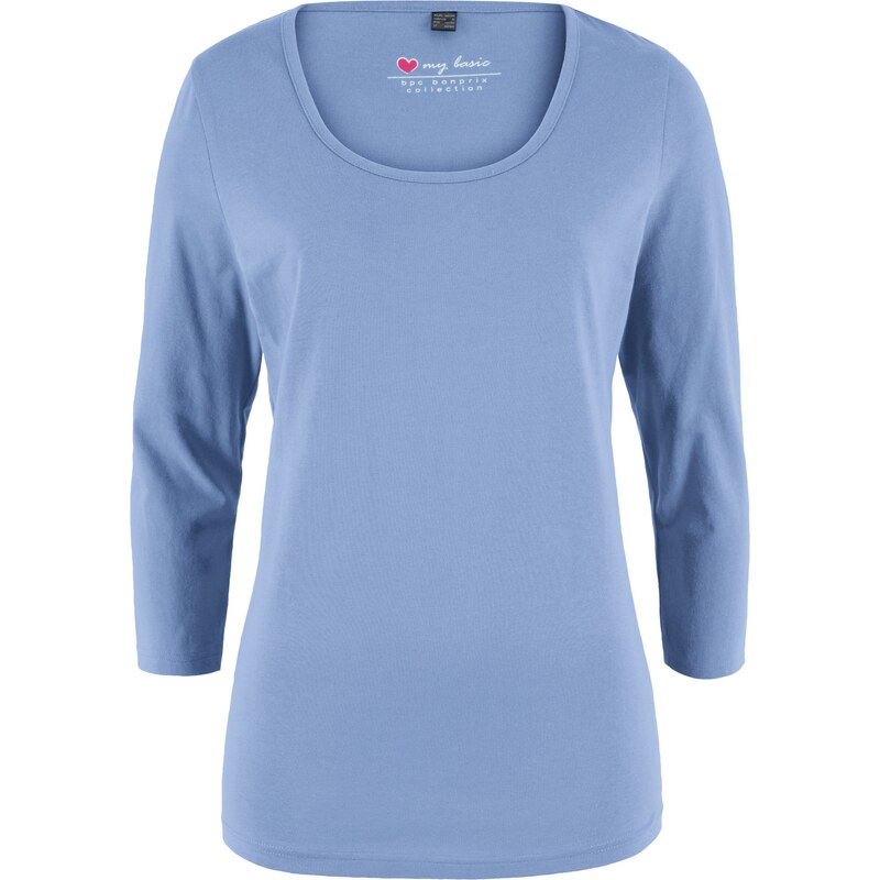 bpc bonprix collection Bonprix - T-shirt extensible manches 3/4 bleu pour femme