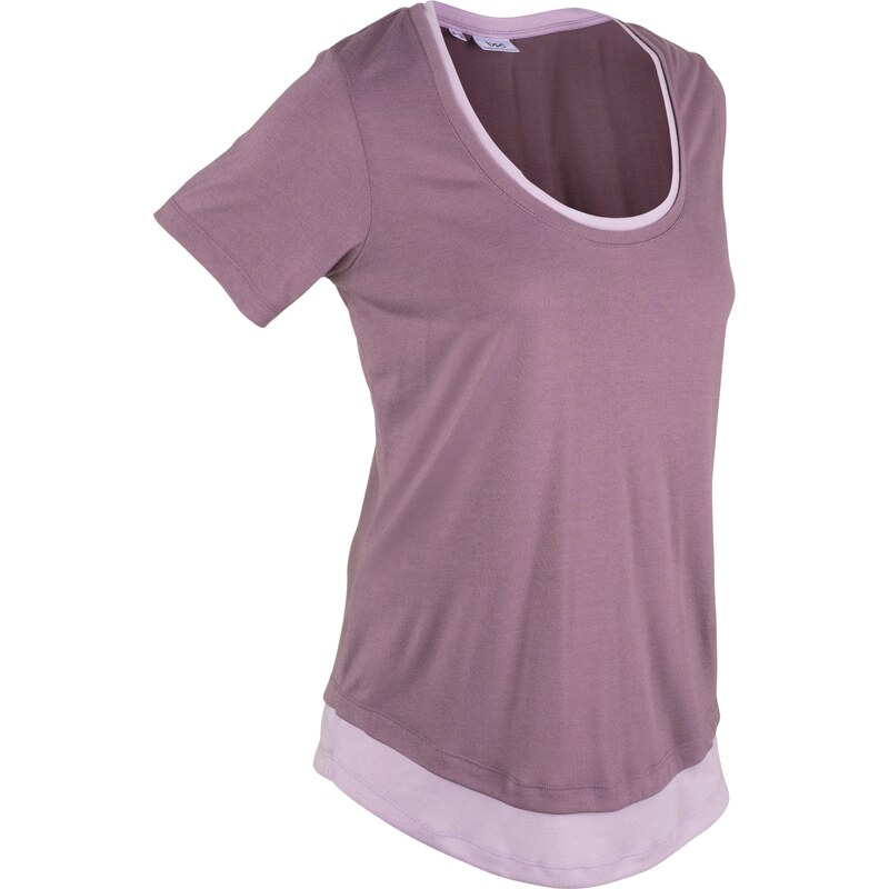 bpc bonprix collection Bonprix - T-shirt de sport style 2 en 1, manches courtes violet pour femme