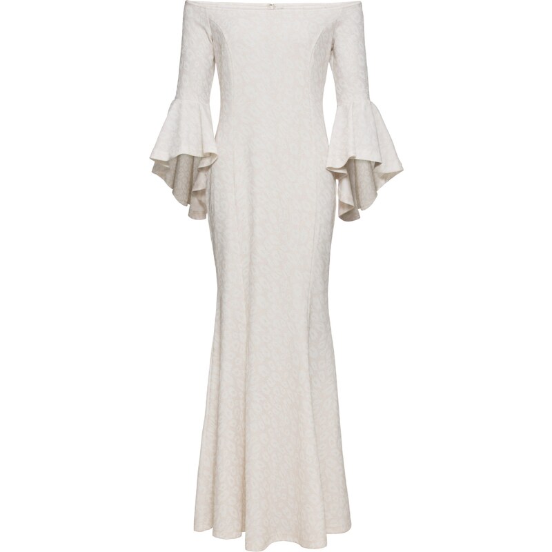 BODYFLIRT boutique Bonprix - robe d'été Robe de soirée Carmen brillante léopard blanc manches 3/4 pour femme