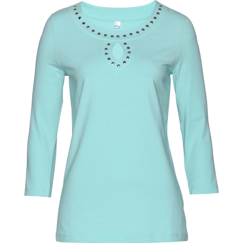 bpc selection Bonprix - T-shirt à rivets bleu manches 3/4 pour femme