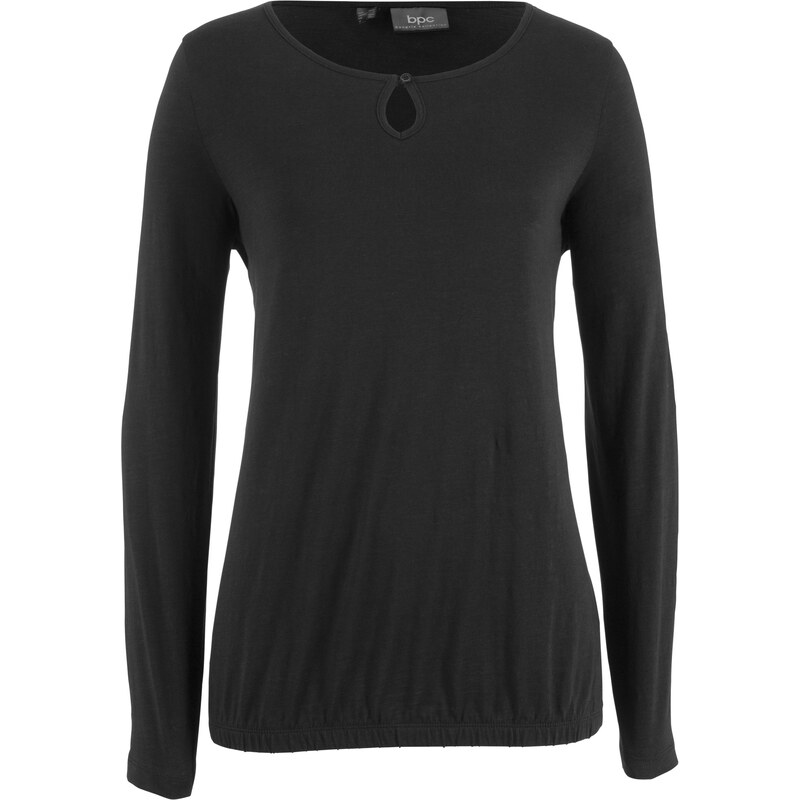 bpc bonprix collection Bonprix - T-shirt manches longues avec détail décolleté noir pour femme
