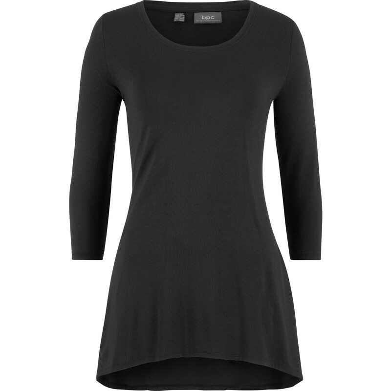 bpc bonprix collection Bonprix - T-shirt style court-long, manches 3/4 noir pour femme