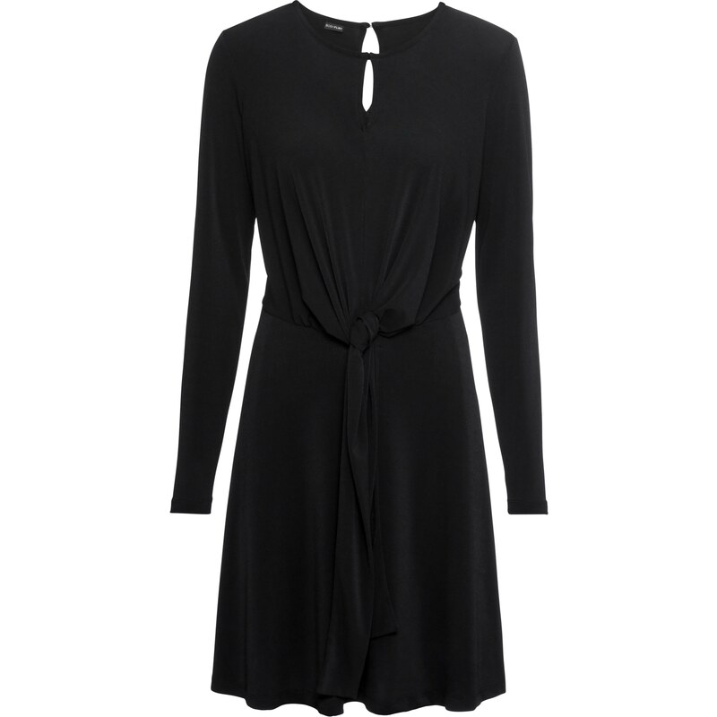 BODYFLIRT Bonprix - robe d'été Robe en jersey avec détail nœud, manches longues noir pour femme