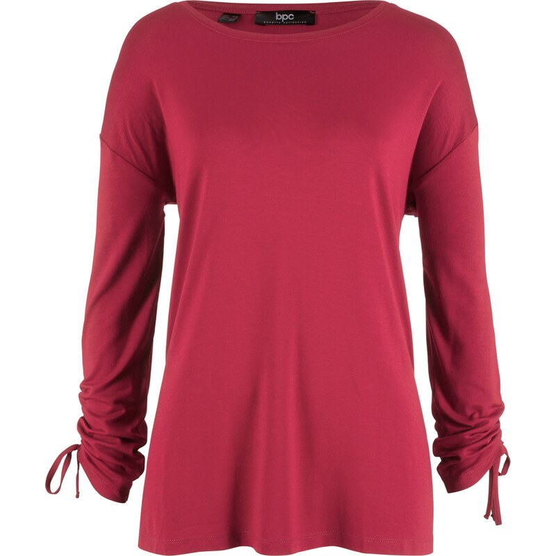 bpc bonprix collection Bonprix - T-shirt à manches froncées rouge pour femme