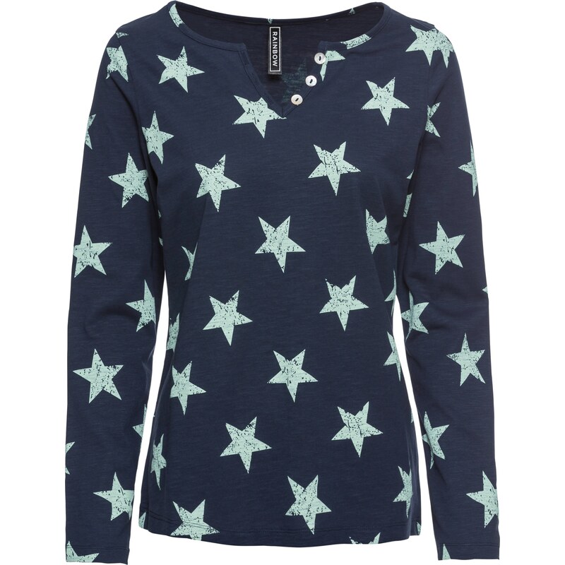 RAINBOW Bonprix - T-shirt manches longues à étoiles bleu pour femme