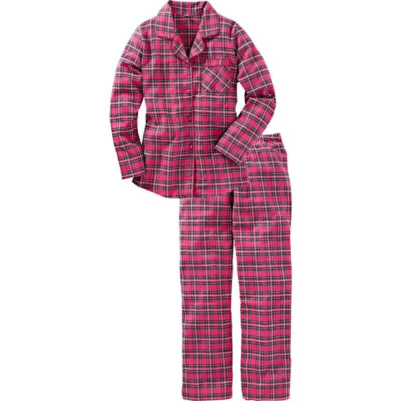 bpc bonprix collection Bonprix - Pyjama en flanelle fuchsia manches longues pour femme