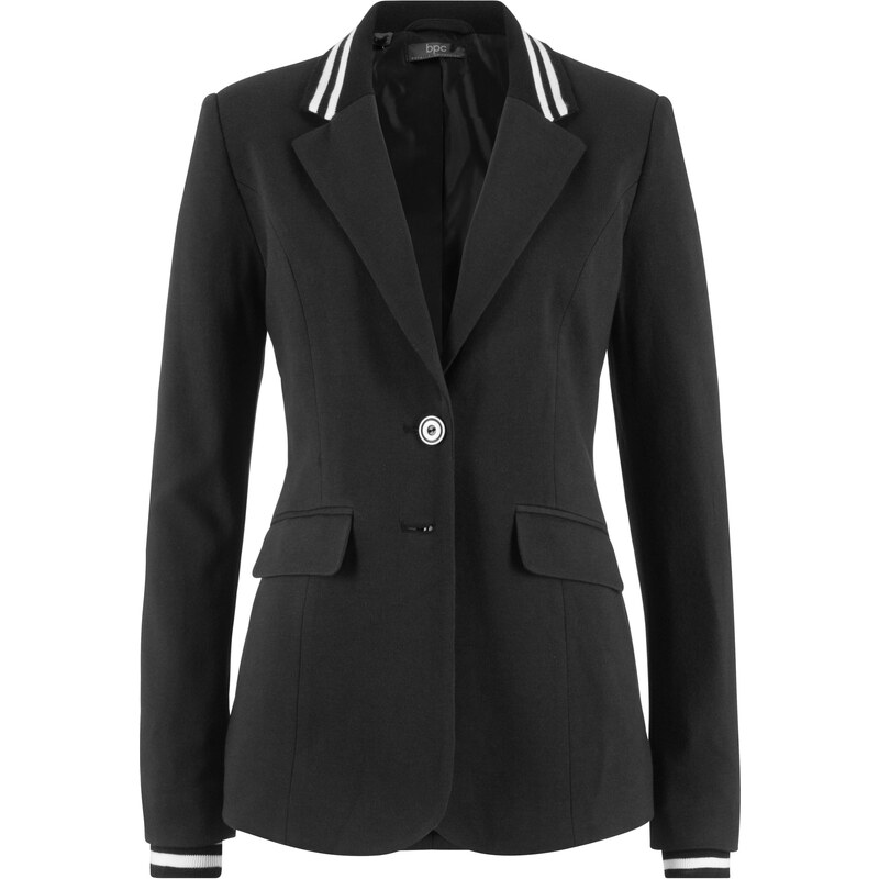 bpc bonprix collection Bonprix - Blazer en jersey coton à détails noir manches longues pour femme