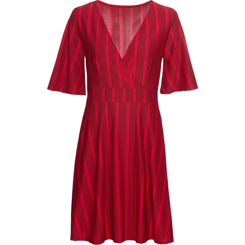 BODYFLIRT Bonprix - robe d'été Robe rayée rouge manches courtes pour femme
