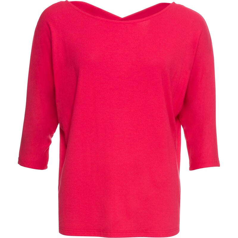 BODYFLIRT Bonprix - T-shirt rouge manches mi-longues pour femme