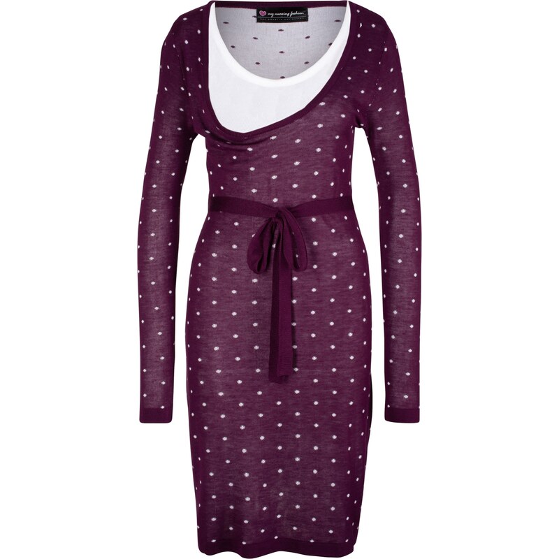 bpc bonprix collection Bonprix - Robe en maille de grossesse / d'allaitement violet manches longues pour femme