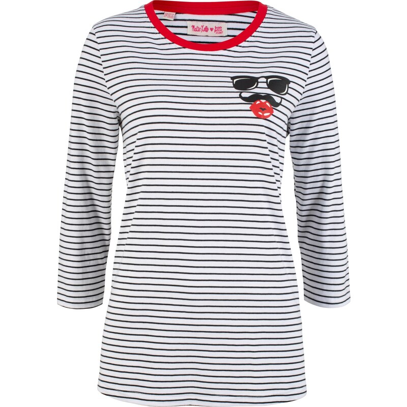 bpc bonprix collection Bonprix - T-shirt coton à manches 3/4 - designed by Maite Kelly blanc pour femme