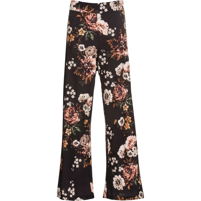 BODYFLIRT Bonprix - Pantalon à imprimé floral noir pour femme