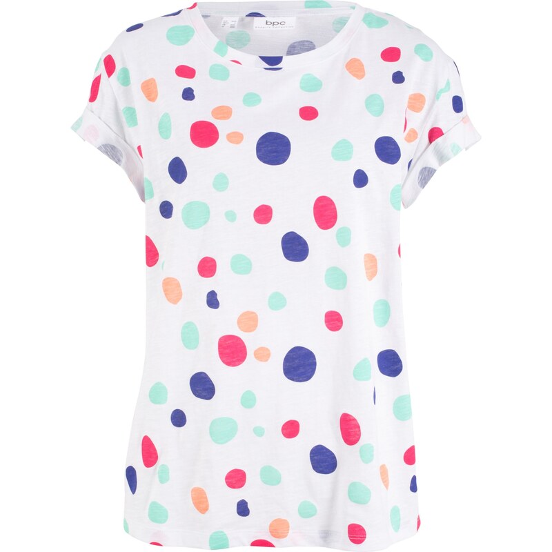 bpc bonprix collection Bonprix - T-shirt boxy à pois colorés blanc mancherons pour femme