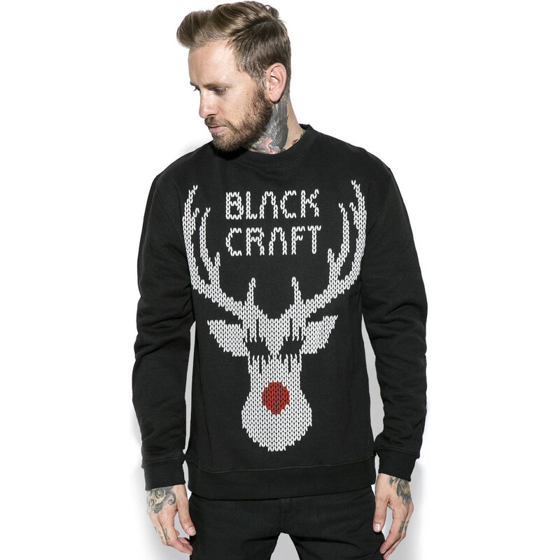 Sweat-shirt sans capuche pour hommes - Black Metal Rudolph - BLACK CRAFT - BLC024