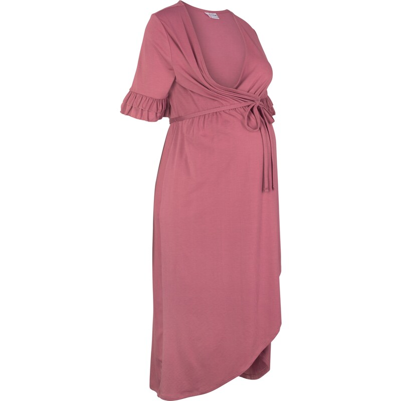 bpc bonprix collection Bonprix - Robe festive de grossesse avec fonction allaitement, style portefeuille violet manches courtes pour femme