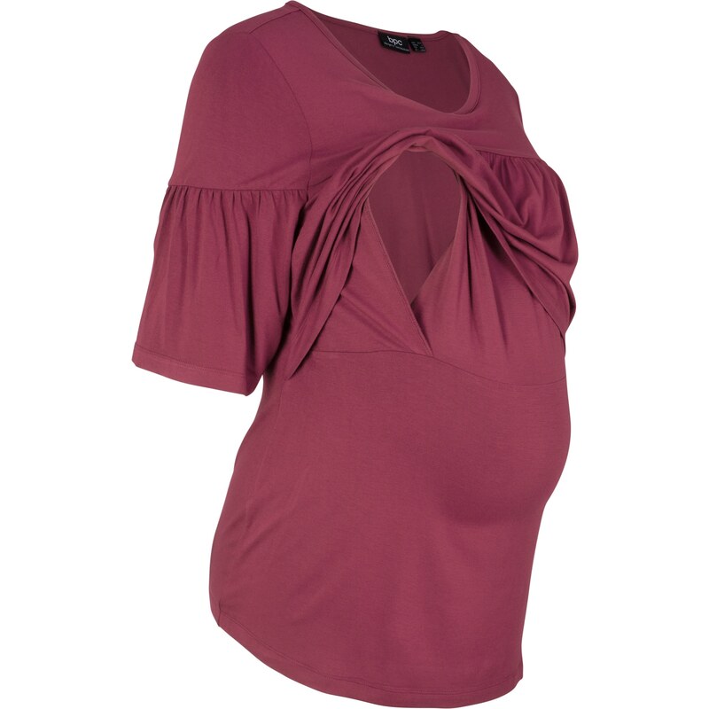 bpc bonprix collection Bonprix - T-shirt de grossesse et d'allaitement violet manches mi-longues pour femme