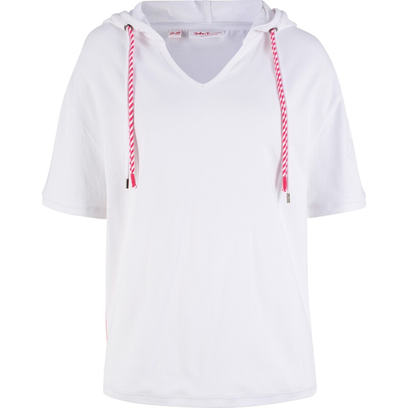 John Baner JEANSWEAR Bonprix - T-shirt à capuche, manches courtes blanc pour femme