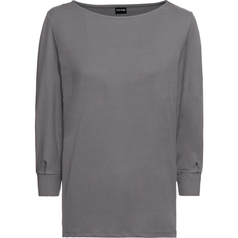 BODYFLIRT Bonprix - T-shirt en jersey, manches 3/4 gris pour femme