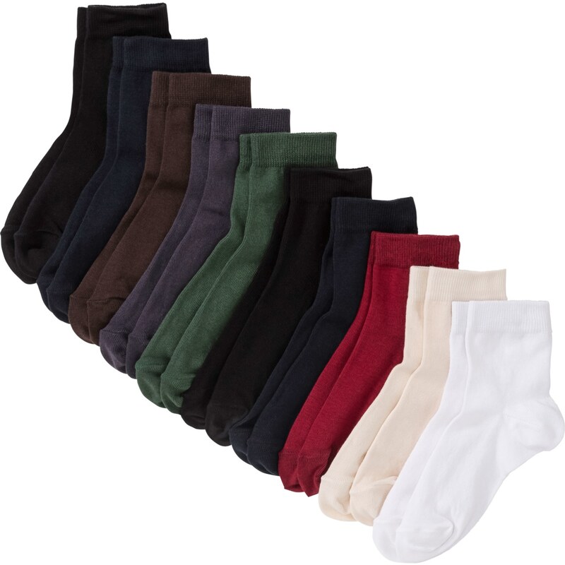 bpc bonprix collection Bonprix - Lot de 10 paires de chaussettes courtes basiques noir pour femme