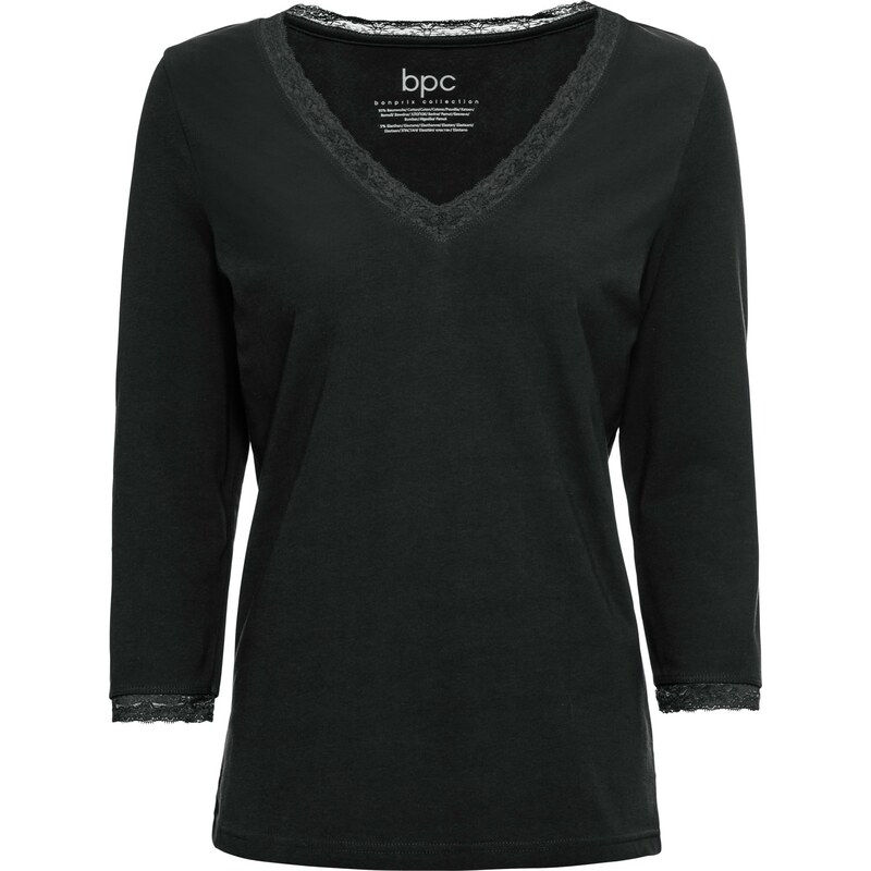 bpc bonprix collection Bonprix - T-shirt de nuit à manches 3/4 noir pour femme