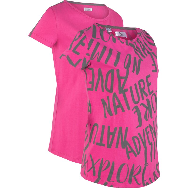 bpc bonprix collection Bonprix - Lot de 2 T-shirts de sport en coton, manches courtes fuchsia pour femme
