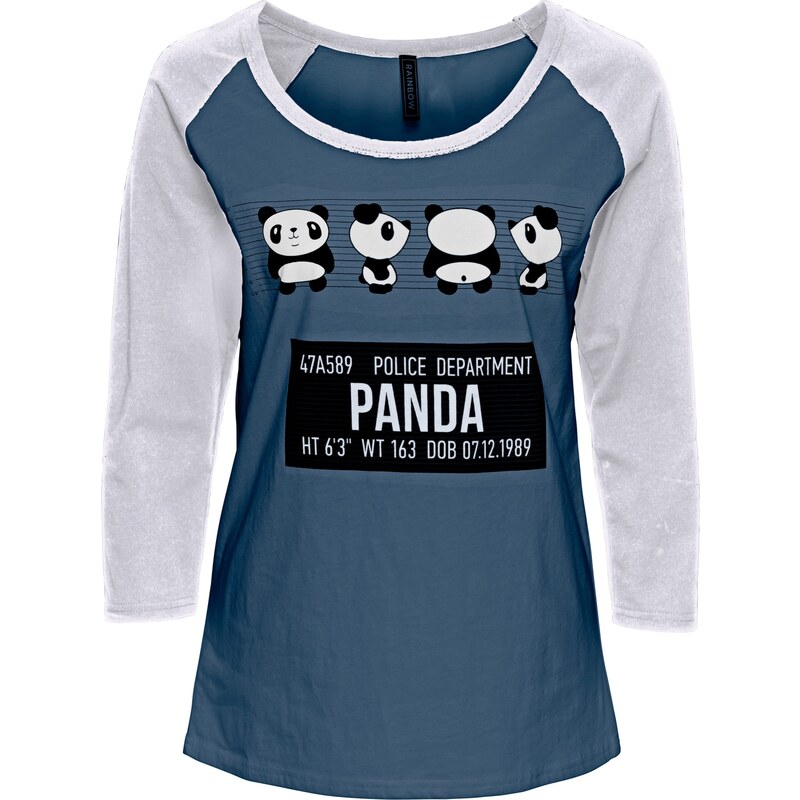 RAINBOW Bonprix - T-shirt à imprimé panda bleu manches 3/4 pour femme