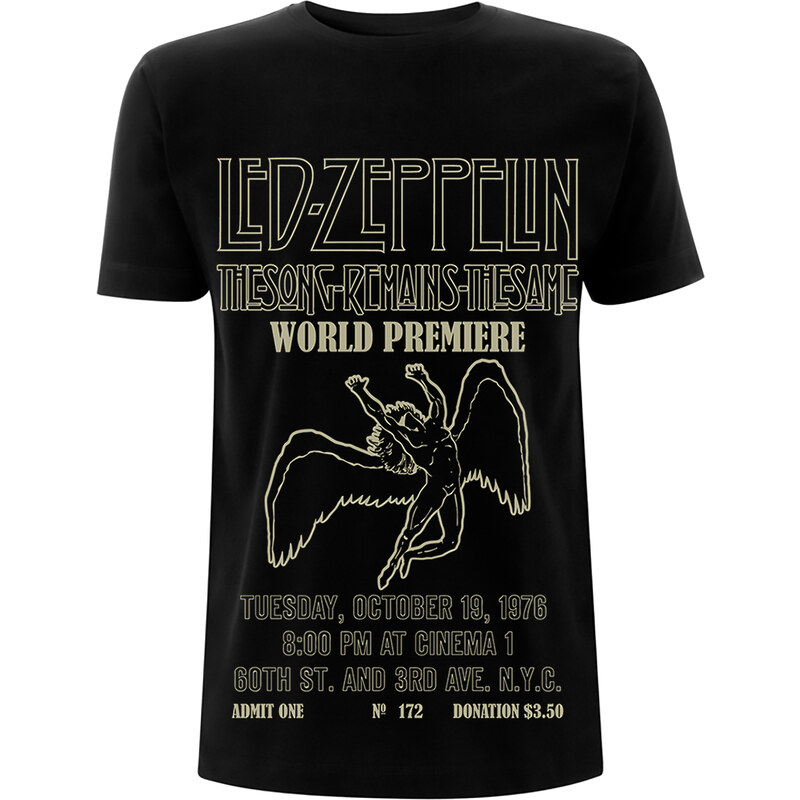 Tee-shirt métal pour hommes Led Zeppelin - TSRTS World Premiere - NNM - RTLZETSBWORLD LZTS09MB